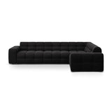 Kendal 6-Sitzer Ecksofa Rechts, mit Bezug aus Samt (Ma2219) in Schwarz, 332x231 cm – Bild 1