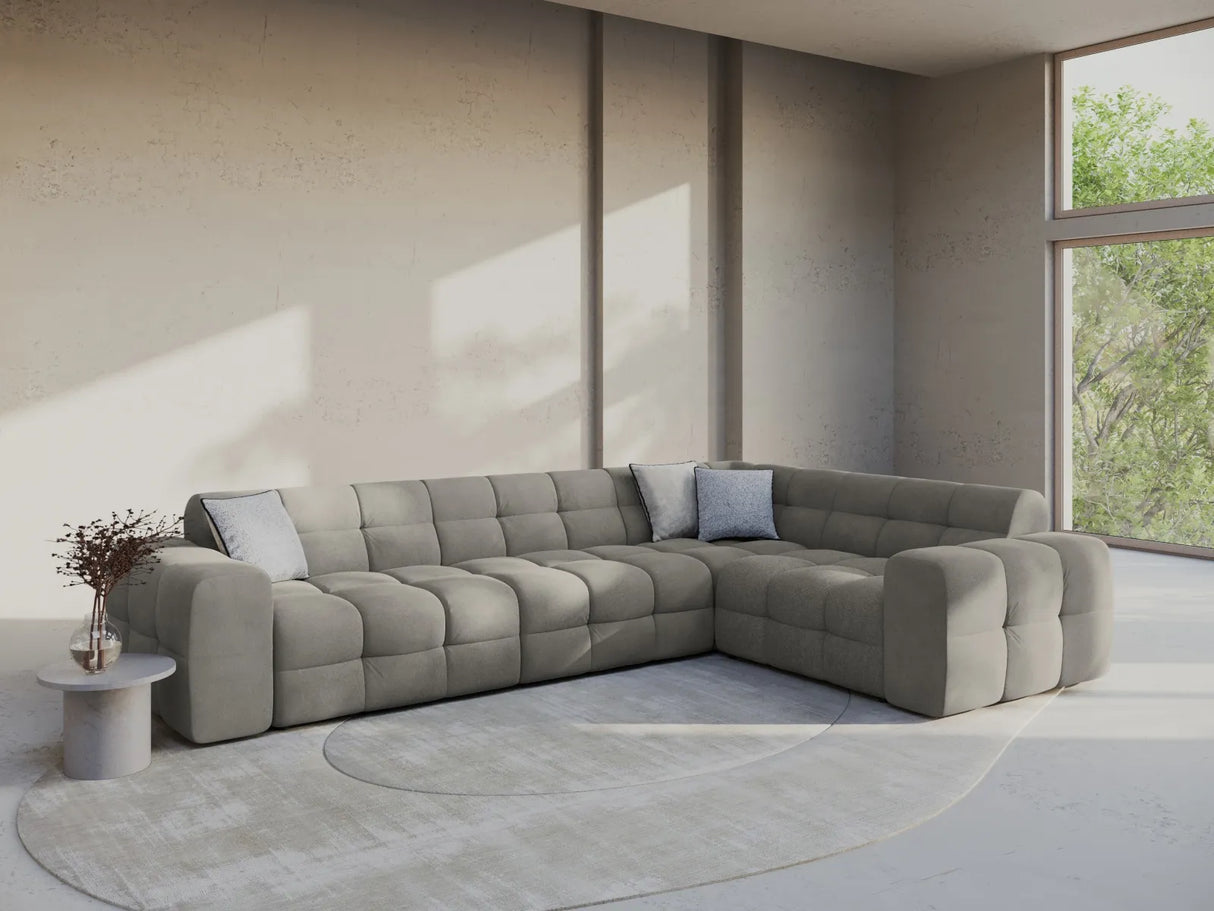 Kendal 6-Sitzer Ecksofa Rechts, mit Bezug aus Samt (Ma2241) in Dunkelgrau, 332x231 cm – Bild 2