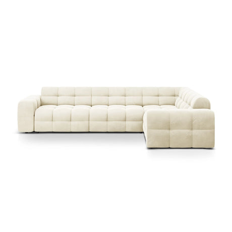 Kendal 6-Sitzer Ecksofa Rechts, mit Bezug aus Samt (Ma2256) in Elfenbein, 332x231 cm – Bild 1