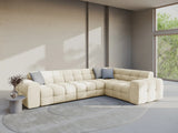 Kendal 6-Sitzer Ecksofa Rechts, mit Bezug aus Samt (Ma2256) in Elfenbein, 332x231 cm – Bild 2