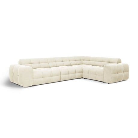 Kendal 6-Sitzer Ecksofa Rechts, mit Bezug aus Samt (Ma2256) in Elfenbein, 332x231 cm – Bild 4