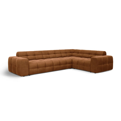 Kendal 6-Sitzer Ecksofa Rechts, mit Bezug aus Samt (Ma2286) in Camel, 332x231 cm – Bild 4
