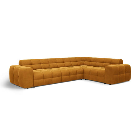 Kendal 6-Sitzer Ecksofa Rechts, mit Bezug aus Samt (Ma2288) in Mustard, 332x231 cm – Bild 4