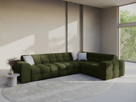Kendal 6-Sitzer Ecksofa Rechts, mit Bezug aus Samt (Ma2295) in Army Green, 332x231 cm – Bild 2