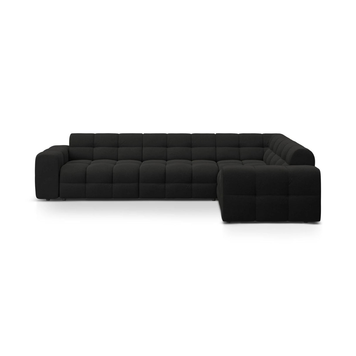 Kendal 6-Sitzer Ecksofa Rechts, mit Bezug aus Strukturierter Stoff (Ota12) in Schwarz, 332x231 cm – Bild 1