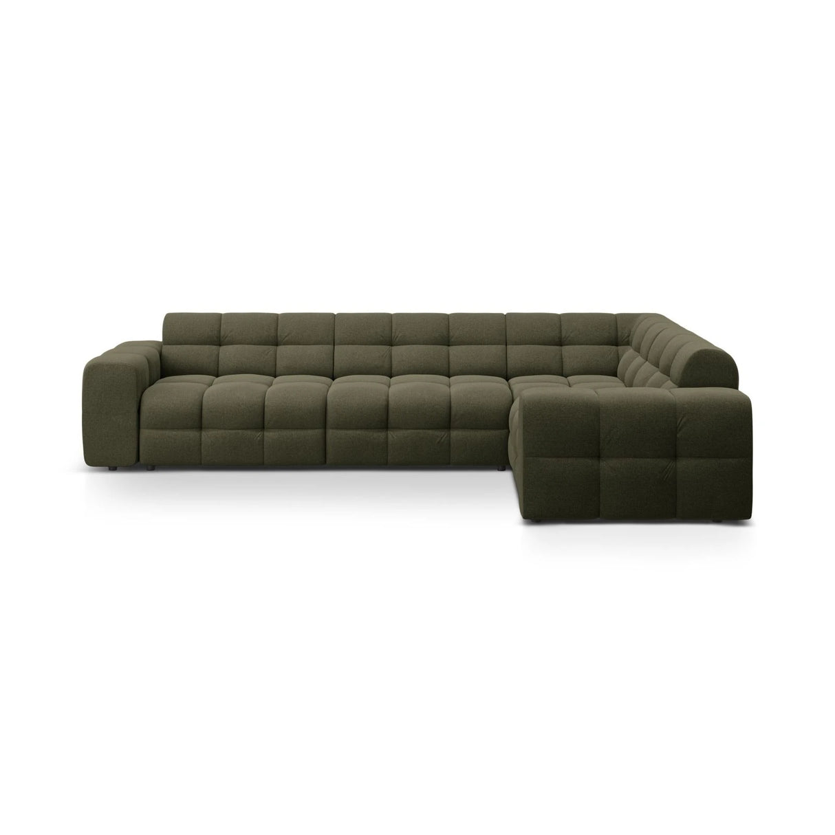 Kendal 6-Sitzer Ecksofa Rechts, mit Bezug aus Strukturierter Stoff (Ota13) in Amazon grün, 332x231 cm – Bild 1