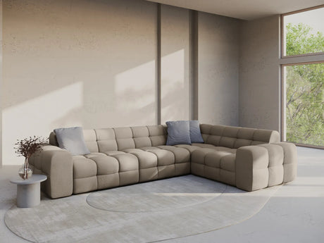 Kendal 6-Sitzer Ecksofa Rechts, mit Bezug aus Strukturierter Stoff (Ota7) in Dunkelbeige, 332x231 cm – Bild 2