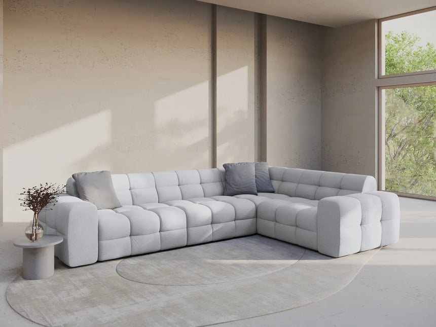 Kendal 6-Sitzer Ecksofa Rechts, mit Bezug aus Strukturierter Stoff (Ota9) in Hellgrau, 332x231 cm – Bild 2