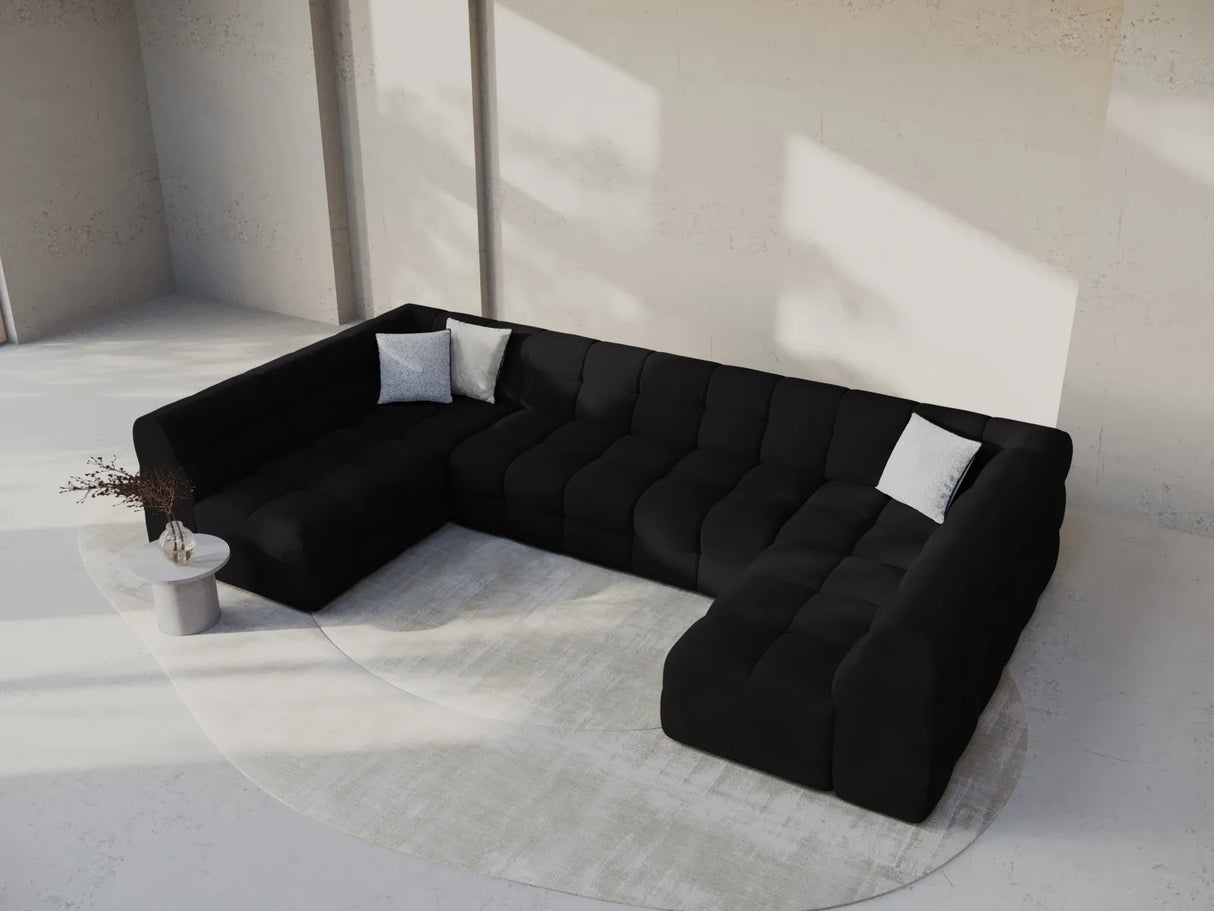 Kendal 7-Sitzer Panorama-Sofa mit Bezug aus Samt (Ma2219) in Schwarz, 372x203 cm – Bild 2