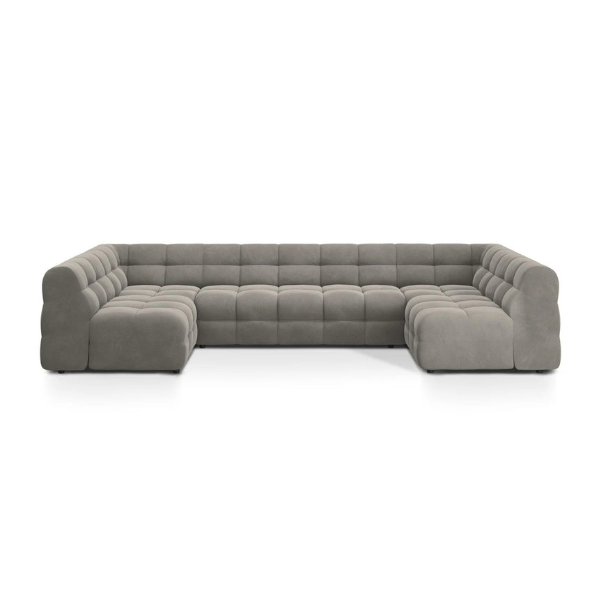 Kendal 7-Sitzer Panorama-Sofa mit Bezug aus Samt (Ma2241) in Dunkelgrau, 372x203 cm – Bild 1