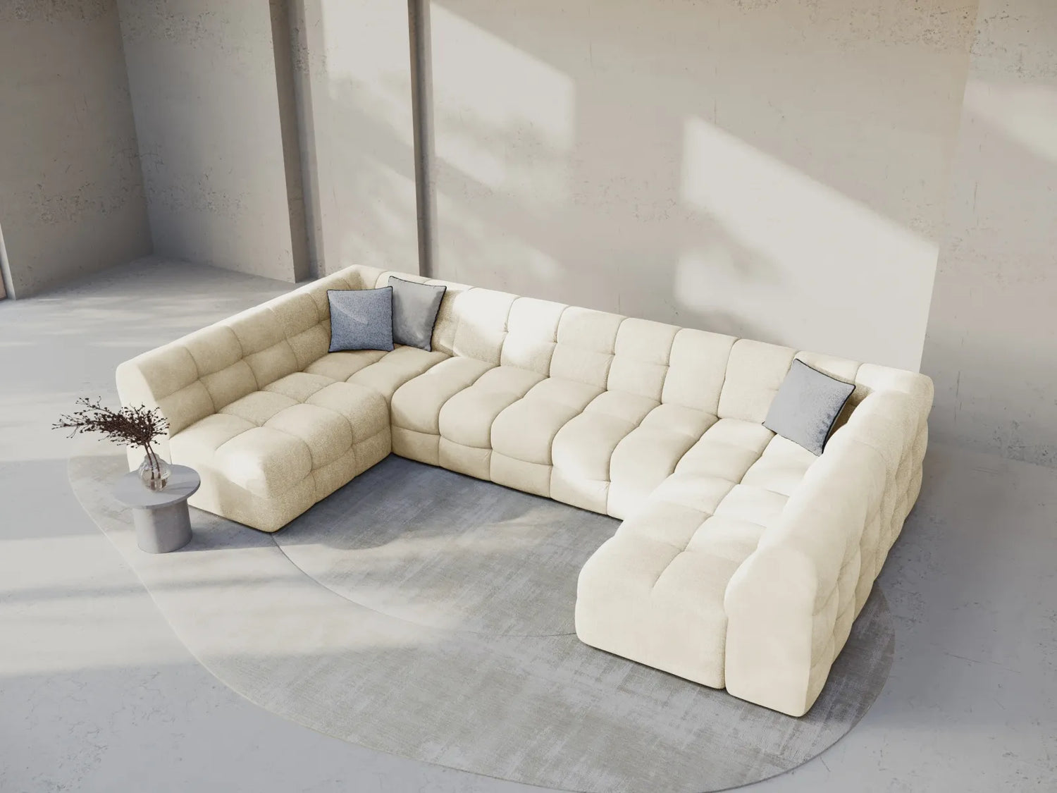 Kendal 7-Sitzer Panorama-Sofa mit Bezug aus Samt (Ma2256) in Elfenbein, 372x203 cm – Bild 2