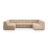 Kendal 7-Sitzer Panorama-Sofa mit Bezug aus Samt (Ma2282) in Almond Beige, 372x203 cm – Bild 1