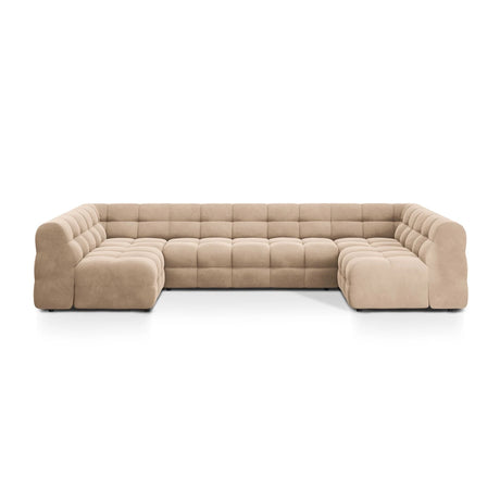 Kendal 7-Sitzer Panorama-Sofa mit Bezug aus Samt (Ma2282) in Almond Beige, 372x203 cm – Bild 1