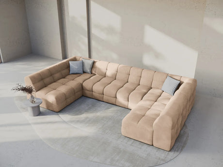 Kendal 7-Sitzer Panorama-Sofa mit Bezug aus Samt (Ma2282) in Almond Beige, 372x203 cm – Bild 2
