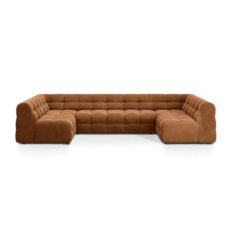 Kendal 7-Sitzer Panorama-Sofa mit Bezug aus Samt (Ma2286) in Camel, 372x203 cm – Bild 1