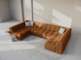Kendal 7-Sitzer Panorama-Sofa mit Bezug aus Samt (Ma2286) in Camel, 372x203 cm – Bild 2
