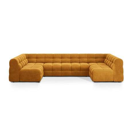 Kendal 7-Sitzer Panorama-Sofa mit Bezug aus Samt (Ma2288) in Mustard, 372x203 cm – Bild 1