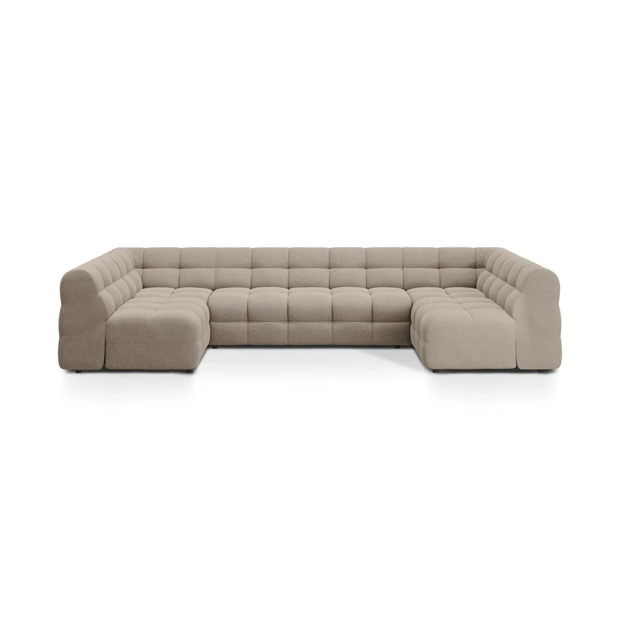 Kendal 7-Sitzer Panorama-Sofa mit Bezug aus Strukturierter Stoff (Ota7) in Dunkelbeige, 372x203 cm – Bild 1