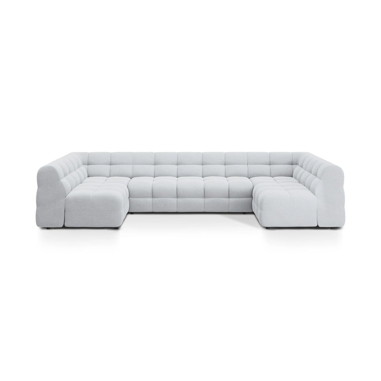 Kendal 7-Sitzer Panorama-Sofa mit Bezug aus Strukturierter Stoff (Ota9) in Hellgrau, 372x203 cm – Bild 1
