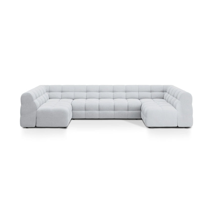 Kendal 7-Sitzer Panorama-Sofa mit Bezug aus Strukturierter Stoff (Ota9) in Hellgrau, 372x203 cm – Bild 1