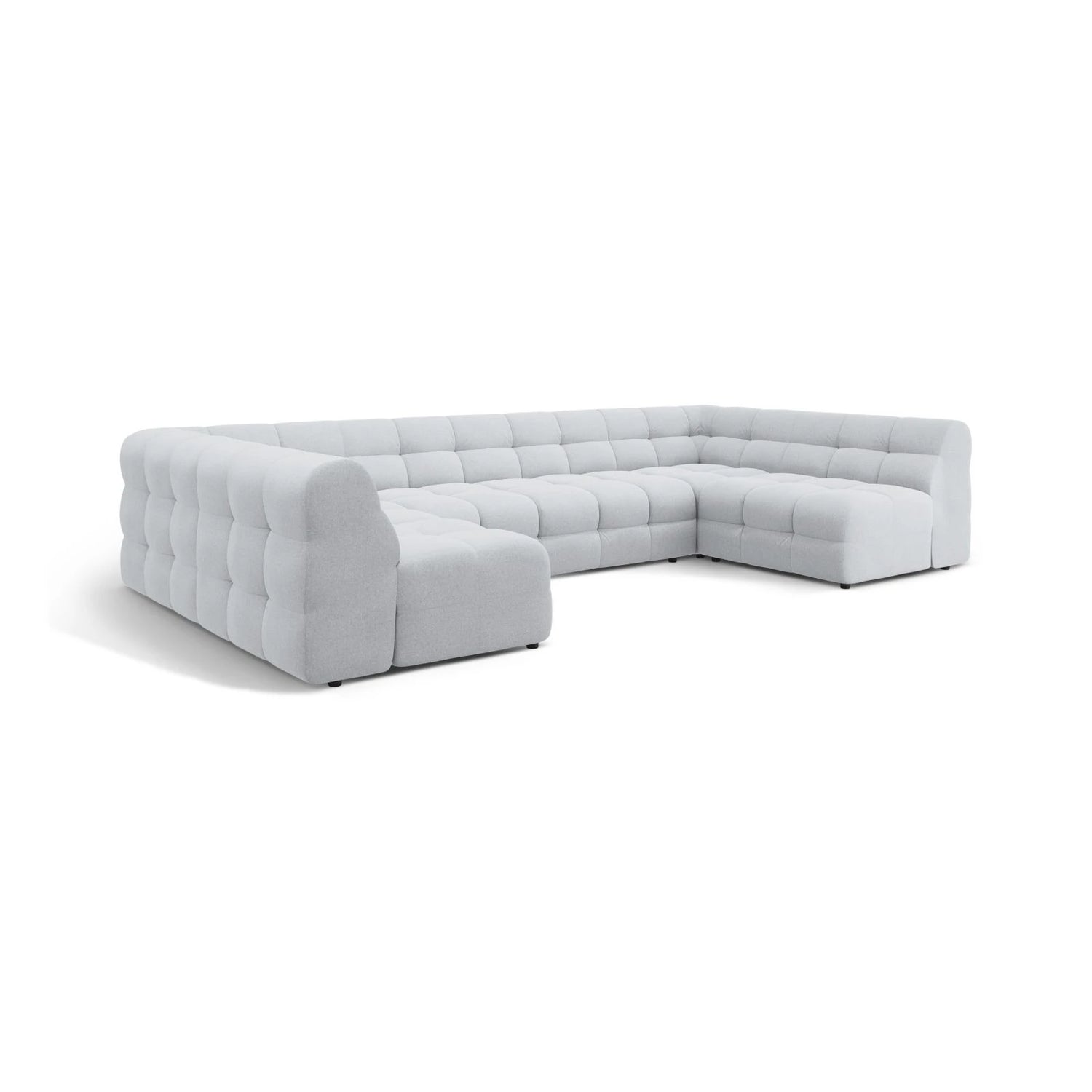 Kendal 7-Sitzer Panorama-Sofa mit Bezug aus Strukturierter Stoff (Ota9) in Hellgrau, 372x203 cm – Bild 4