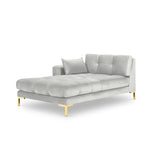 Mamaia 2-Sitzer Chaiselongue Linke Seite, Beine Goldmetall, mit Bezug aus Samt (Blu03) in Silber, 185x102 cm – Bild 1