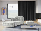Mamaia 2-Sitzer Chaiselongue Linke Seite, Beine Goldmetall, mit Bezug aus Samt (Blu03) in Silber, 185x102 cm – Bild 2