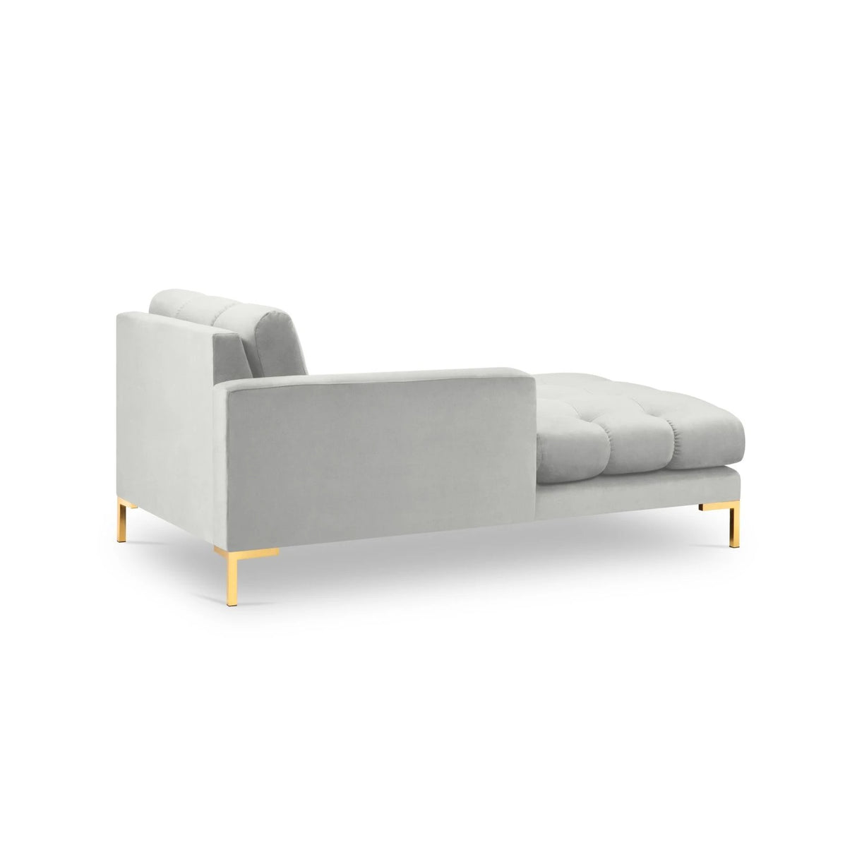 Mamaia 2-Sitzer Chaiselongue Linke Seite, Beine Goldmetall, mit Bezug aus Samt (Blu03) in Silber, 185x102 cm – Bild 4