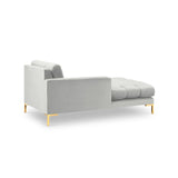 Mamaia 2-Sitzer Chaiselongue Linke Seite, Beine Goldmetall, mit Bezug aus Samt (Blu03) in Silber, 185x102 cm – Bild 4