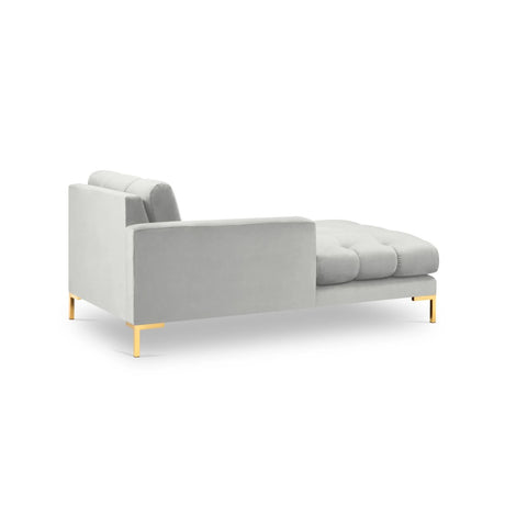 Mamaia 2-Sitzer Chaiselongue Linke Seite, Beine Goldmetall, mit Bezug aus Samt (Blu03) in Silber, 185x102 cm – Bild 4