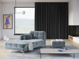 Mamaia 2-Sitzer Chaiselongue Linke Seite, Beine Goldmetall, mit Bezug aus Samt (Blu06) in Hellblau, 185x102 cm – Bild 2