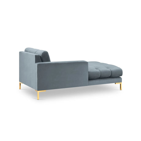 Mamaia 2-Sitzer Chaiselongue Linke Seite, Beine Goldmetall, mit Bezug aus Samt (Blu06) in Hellblau, 185x102 cm – Bild 4