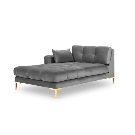 Mamaia 2-Sitzer Chaiselongue Linke Seite, Beine Goldmetall, mit Bezug aus Samt (Blu13) in Hellgrau, 185x102 cm – Bild 1