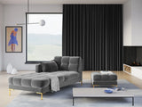 Mamaia 2-Sitzer Chaiselongue Linke Seite, Beine Goldmetall, mit Bezug aus Samt (Blu13) in Hellgrau, 185x102 cm – Bild 2