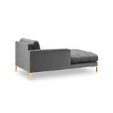 Mamaia 2-Sitzer Chaiselongue Linke Seite, Beine Goldmetall, mit Bezug aus Samt (Blu13) in Hellgrau, 185x102 cm – Bild 4