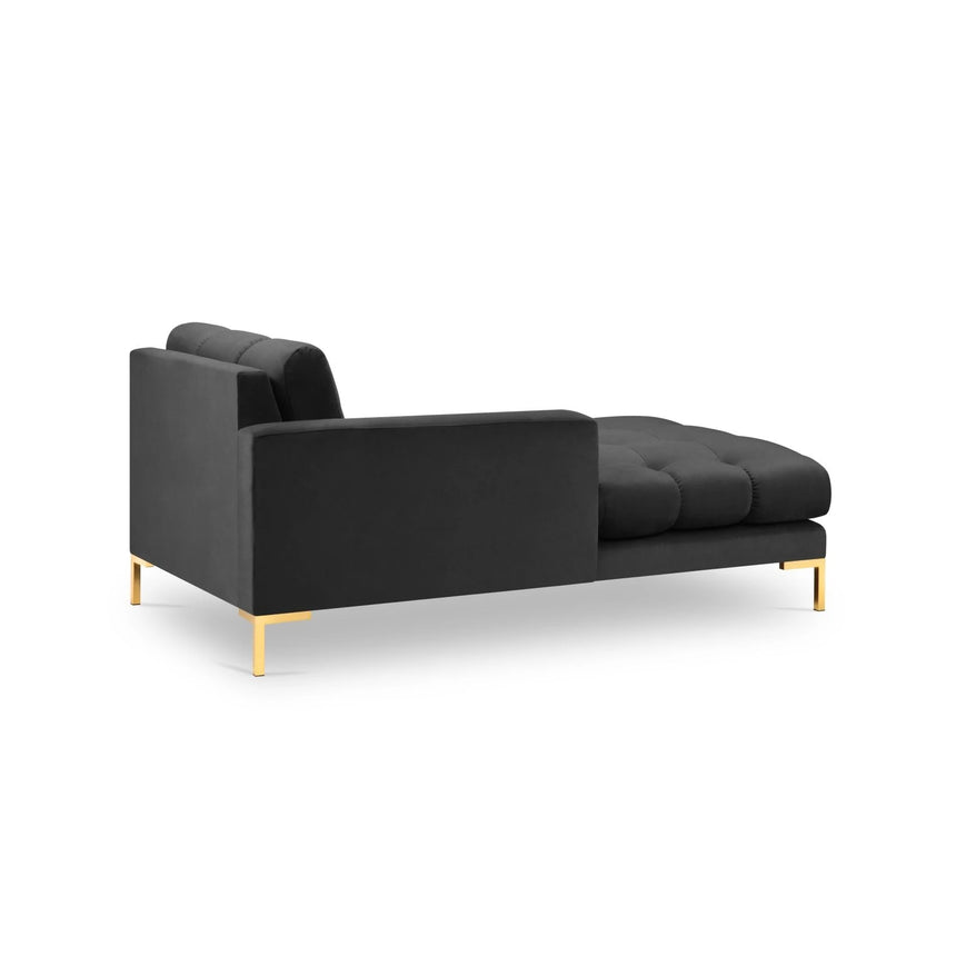 Mamaia 2-Sitzer Chaiselongue Linke Seite, Beine Goldmetall, mit Bezug aus Samt (Blu18) in Dunkelgrau, 185x102 cm – Bild 4