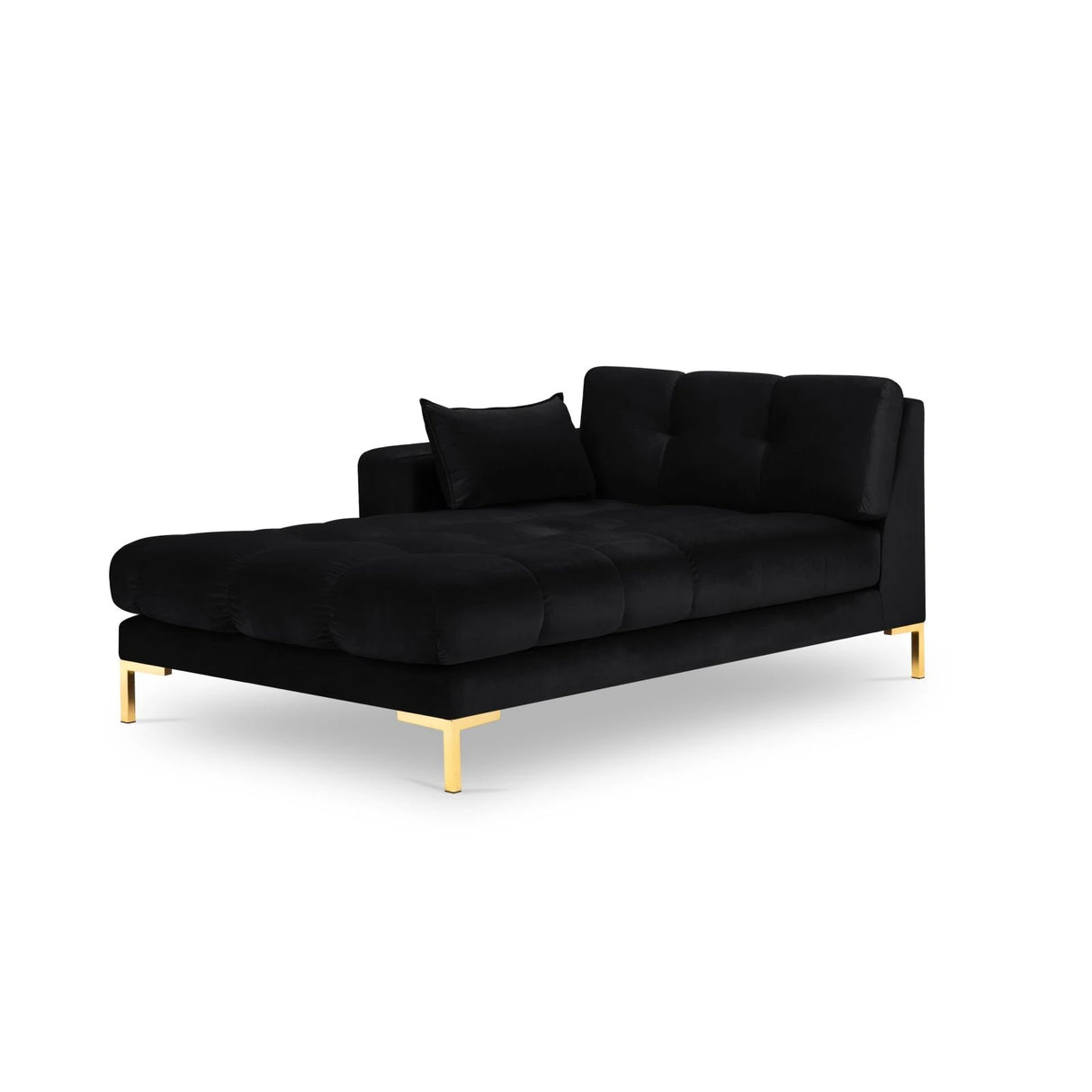 Mamaia 2-Sitzer Chaiselongue Linke Seite, Beine Goldmetall, mit Bezug aus Samt (Blu19) in Schwarz, 185x102 cm – Bild 1