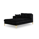 Mamaia 2-Sitzer Chaiselongue Linke Seite, Beine Goldmetall, mit Bezug aus Samt (Blu19) in Schwarz, 185x102 cm – Bild 1