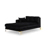 Mamaia 2-Sitzer Chaiselongue Linke Seite, Beine Goldmetall, mit Bezug aus Samt (Blu19) in Schwarz, 185x102 cm – Bild 1