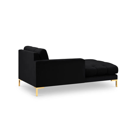 Mamaia 2-Sitzer Chaiselongue Linke Seite, Beine Goldmetall, mit Bezug aus Samt (Blu19) in Schwarz, 185x102 cm – Bild 4