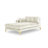 Mamaia 2-Sitzer Chaiselongue Linke Seite, Beine Goldmetall, mit Bezug aus Samt (Blu22) in Leichtes Beige, 185x102 cm – Bild 1