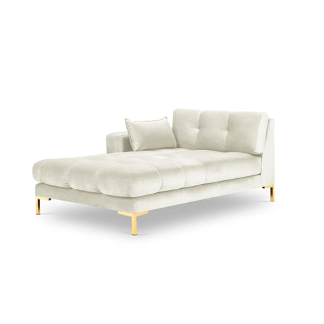 Mamaia 2-Sitzer Chaiselongue Linke Seite, Beine Goldmetall, mit Bezug aus Samt (Blu22) in Leichtes Beige, 185x102 cm – Bild 1