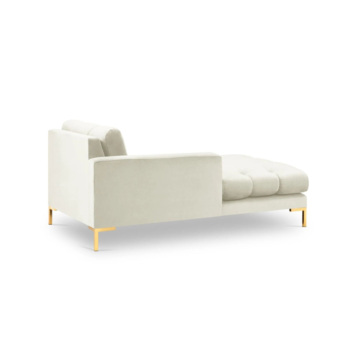 Mamaia 2-Sitzer Chaiselongue Linke Seite, Beine Goldmetall, mit Bezug aus Samt (Blu22) in Leichtes Beige, 185x102 cm – Bild 4