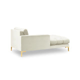 Mamaia 2-Sitzer Chaiselongue Linke Seite, Beine Goldmetall, mit Bezug aus Samt (Blu22) in Leichtes Beige, 185x102 cm – Bild 4