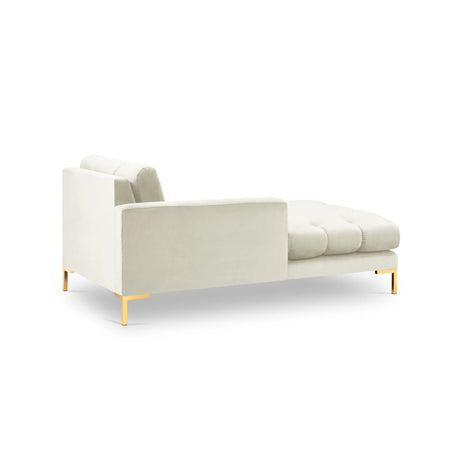 Mamaia 2-Sitzer Chaiselongue Linke Seite, Beine Goldmetall, mit Bezug aus Samt (Blu22) in Leichtes Beige, 185x102 cm – Bild 4