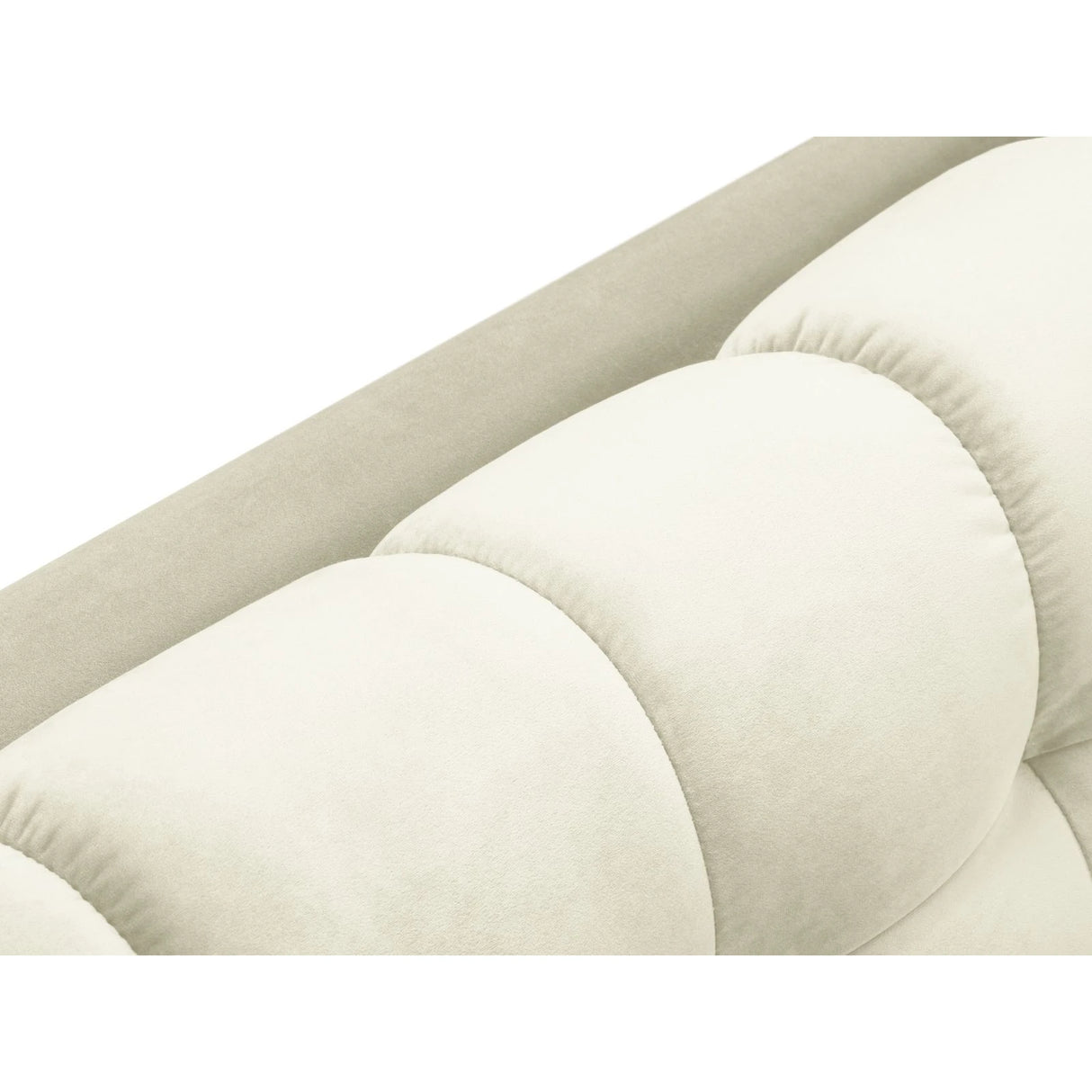 Mamaia 2-Sitzer Chaiselongue Linke Seite, Beine Goldmetall, mit Bezug aus Samt (Blu22) in Leichtes Beige, 185x102 cm – Bild 6