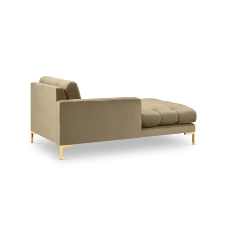 Mamaia 2-Sitzer Chaiselongue Linke Seite, Beine Goldmetall, mit Bezug aus Samt (Blu28) in Beige, 185x102 cm – Bild 4