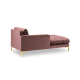 Mamaia 2-Sitzer Chaiselongue Linke Seite, Beine Goldmetall, mit Bezug aus Samt (Blu52) in Rosa, 185x102 cm – Bild 4