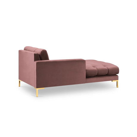 Mamaia 2-Sitzer Chaiselongue Linke Seite, Beine Goldmetall, mit Bezug aus Samt (Blu52) in Rosa, 185x102 cm – Bild 4