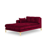 Mamaia 2-Sitzer Chaiselongue Linke Seite, Beine Goldmetall, mit Bezug aus Samt (Blu59) in Rot, 185x102 cm – Bild 1